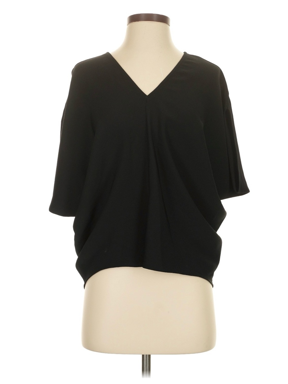 Express Black V-Neck Draped Short Sleeve Blouse